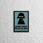 Quadro Sanitário Masculino 33x24cm - Com Vidro Moldura:madeir