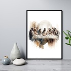 Quadro Santa Ceia Aquarela 45x34cm Moldura:madeira Preta