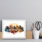 Quadro Santa Ceia Moderna - Aquarela 45x34cm Moldura Preta