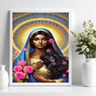 Quadro Santa Sara Kali - Flores Rosas 45x34cm Moldura Preta