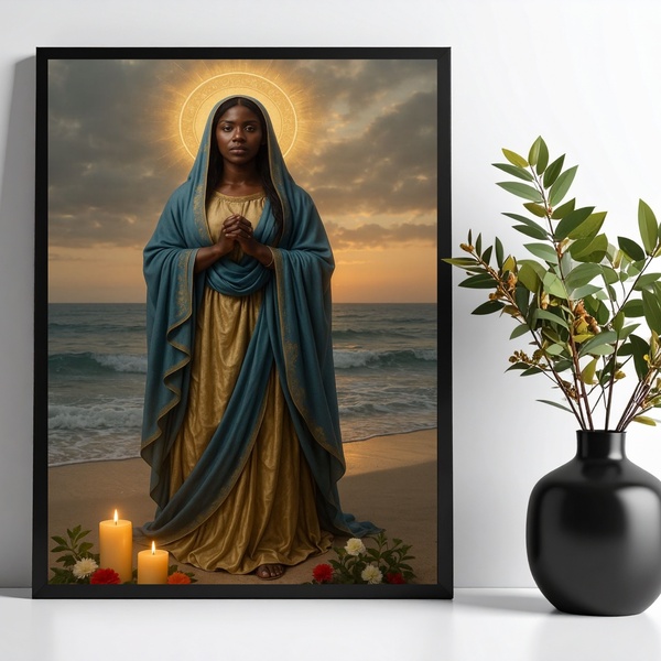 Quadro Santa Sara Kali - Praia Velas 45x34cm - Com Vidro Mold