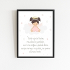 Quadro Santo Anjo Anjinha Menina 33x24cm - Com Vidro Moldura: