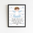 Quadro Santo Anjo Anjinho Menino 24x18cm Moldura:madeira Bran
