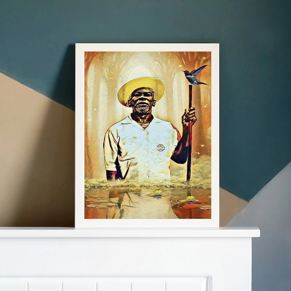 Quadro Santo Daime- Mestre Irineu 33x24cm - Com Vidro Moldura