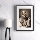 Quadro Santo Inácio De Loyola - 60x48cm Moldura:madeira Preta