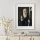 Quadro Santo São Bento - 60x48cm Moldura:madeira Branca