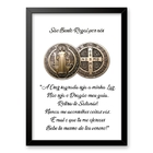 Quadro São Bento Rogai Por Nós 45x34cm - Com Vidro Moldura Pr