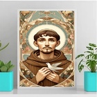 Quadro São Francisco - Art Nouveau 24x18cm Moldura Branca