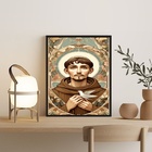Quadro São Francisco - Art Nouveau 24x18cm Moldura Preta