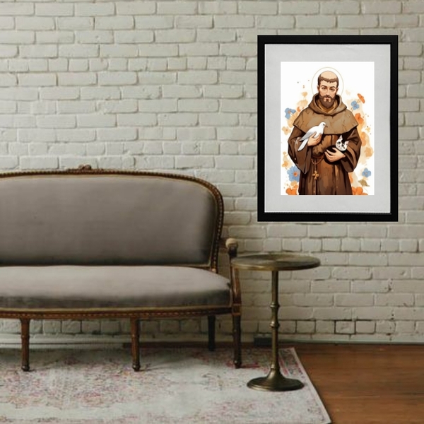 Quadro São Francisco De Assis Aquarela - 60x48cm Moldura:made
