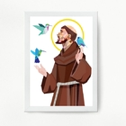 Quadro São Francisco De Assis Geométrico 33x24cm - Com Vidro