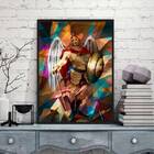 Quadro São Miguel Arcanjo Geométrico 33x24cm - Com Vidro Mold