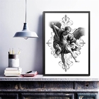 Quadro São Miguel Arcanjo Preto E Branco 33x24cm - Com Vidro