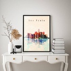 Quadro São Paulo City - Aquarela 24x18cm Moldura Branca