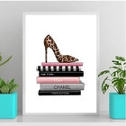 Quadro Sapato Com Livros Fashion 33x24cm - Com Vidro Moldura: