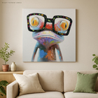 Quadro Sapo Colorido De Óculos Arte Moderna Divertida