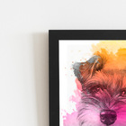 Quadro Schnauzer Cachorro Tinta Aquarela Moldura 30x40cm