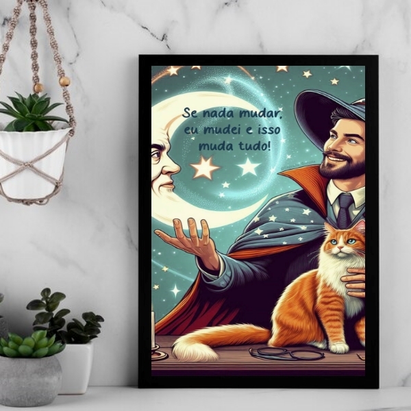 Quadro Se Nada Mudar, Eu Mudei 45x34cm Moldura Preta