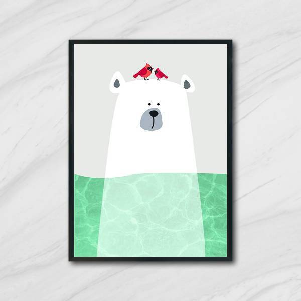 Quadro Sea Bear 45x34cm - Com Vidro Moldura:madeira Preta