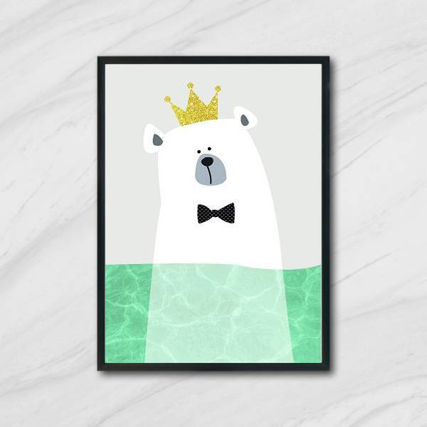 Quadro Sea Bear Ii 45x34cm - Com Vidro Moldura:madeira Branca