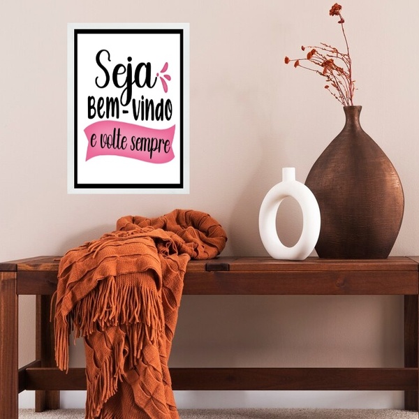 Quadro Seja Bem Vindo E Volte Sempre 45x34cm - Com Vidro Mold