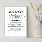 Quadro Seja Forte E Corajoso Minimalista 24x18cm - Com Vidro