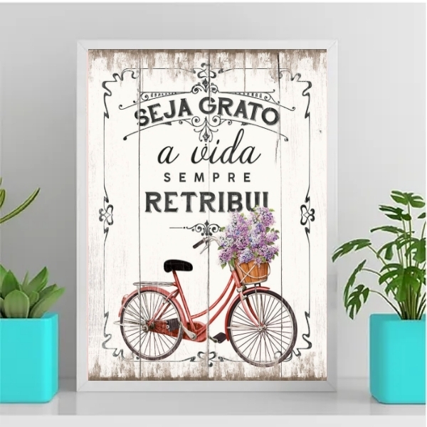 Quadro Seja Grato A Vida Retribui 45x34cm Moldura:madeira Bra
