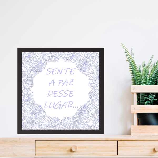 Quadro Sente A Paz Desse Lugar - 33x33cm - Com Vidro Moldura
