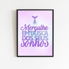 Quadro Sereia Busque Seus Sonhos 33x24cm - Com Vidro Moldura: