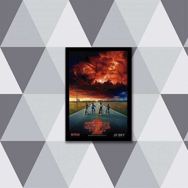 Quadro Série Stranger Things 24x18cm Moldura:madeira Branca