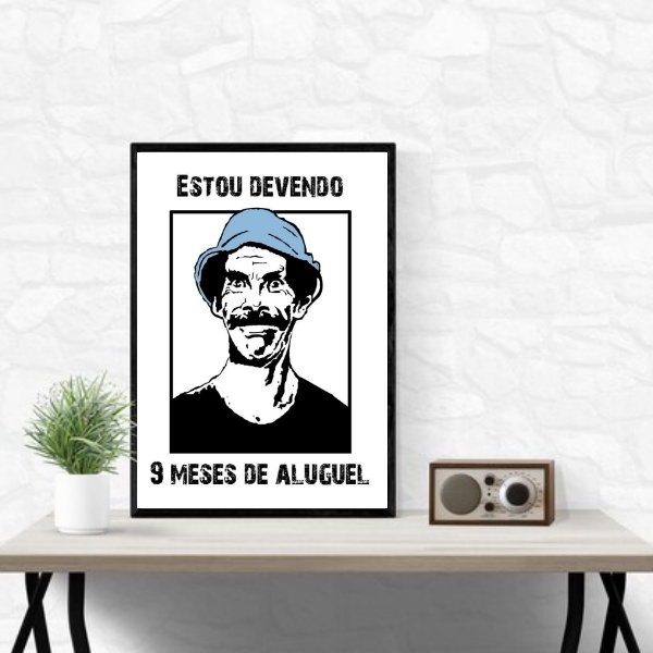 Quadro Seu Madruga - Aluguel 24x18cm - Com Vidro Moldura Preta