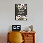 Quadro Shabbat Shalom Flores Aquarela 33x24cm Moldura:madeira