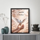 Quadro Shabbat Shalom - Pomba 33x24cm - Com Vidro Moldura Pre