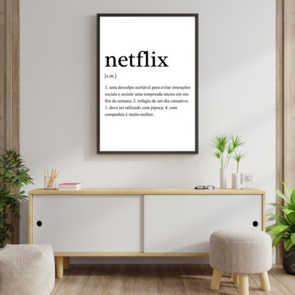Quadro Significado Netflix 45x34cm - Com Vidro Moldura:madeir