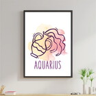 Quadro Signos Aquarela - Aquário 33x24cm - Com Vidro Moldura: