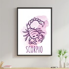 Quadro Signos Aquarela - Escorpião 33x24cm - Com Vidro Moldur