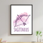Quadro Signos Aquarela - Sagitário 33x24cm - Com Vidro Moldur