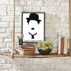 Quadro Silhueta Charlie Chaplin 24x18cm Moldura:madeira Branca