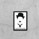 Quadro Silhueta Charlie Chaplin 24x18cm Moldura:madeira Branca
