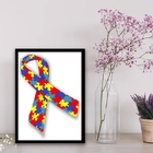 Quadro Símbolo Autismo 24x18cm Moldura:madeira Branca