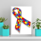 Quadro Símbolo Autismo 33x24cm Moldura:madeira Branca