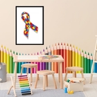 Quadro Símbolo Autismo - 60x48cm Moldura:madeira Preta