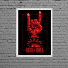 Quadro Símbolo Mão Do Rock Roll 33x24cm - Com Vidro Moldura:m