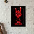 Quadro Símbolo Mão Do Rock Roll 45x34cm Moldura:madeira Branca