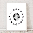 Quadro Símbolos Religiões Do mundo 45x34cm Moldura:madeira Pr