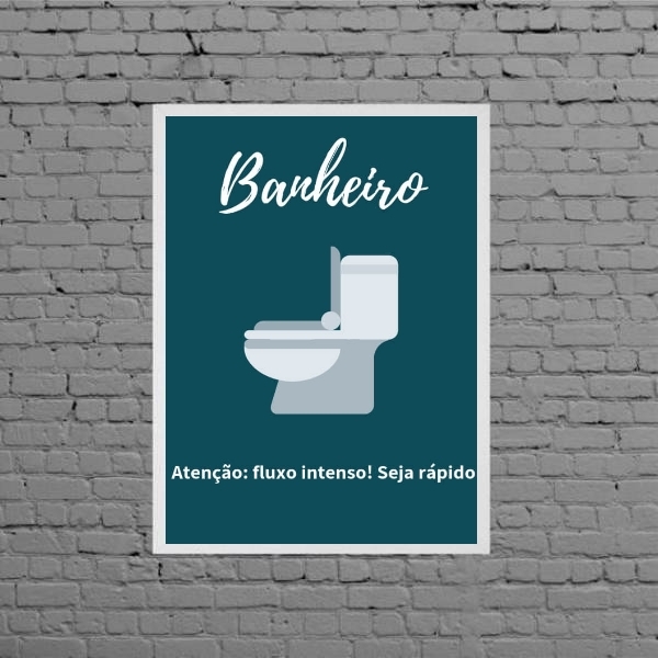 Quadro Sinalizador Banheiro Unissex Bar 45x34cm - Com Vidro M
