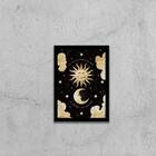 Quadro Sol E Lua 33x24cm - Com Vidro Moldura:madeira Branca