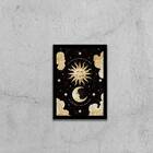 Quadro Sol E Lua 45x34cm - Com Vidro Moldura:madeira Preta