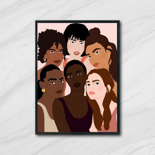 Quadro Somos Todas Lindas 33x24cm - Com Vidro Moldura:madeira