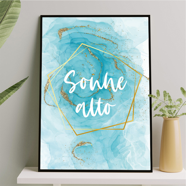 Quadro Sonhe Alto Geométrico 45x34cm Moldura:madeira Preta